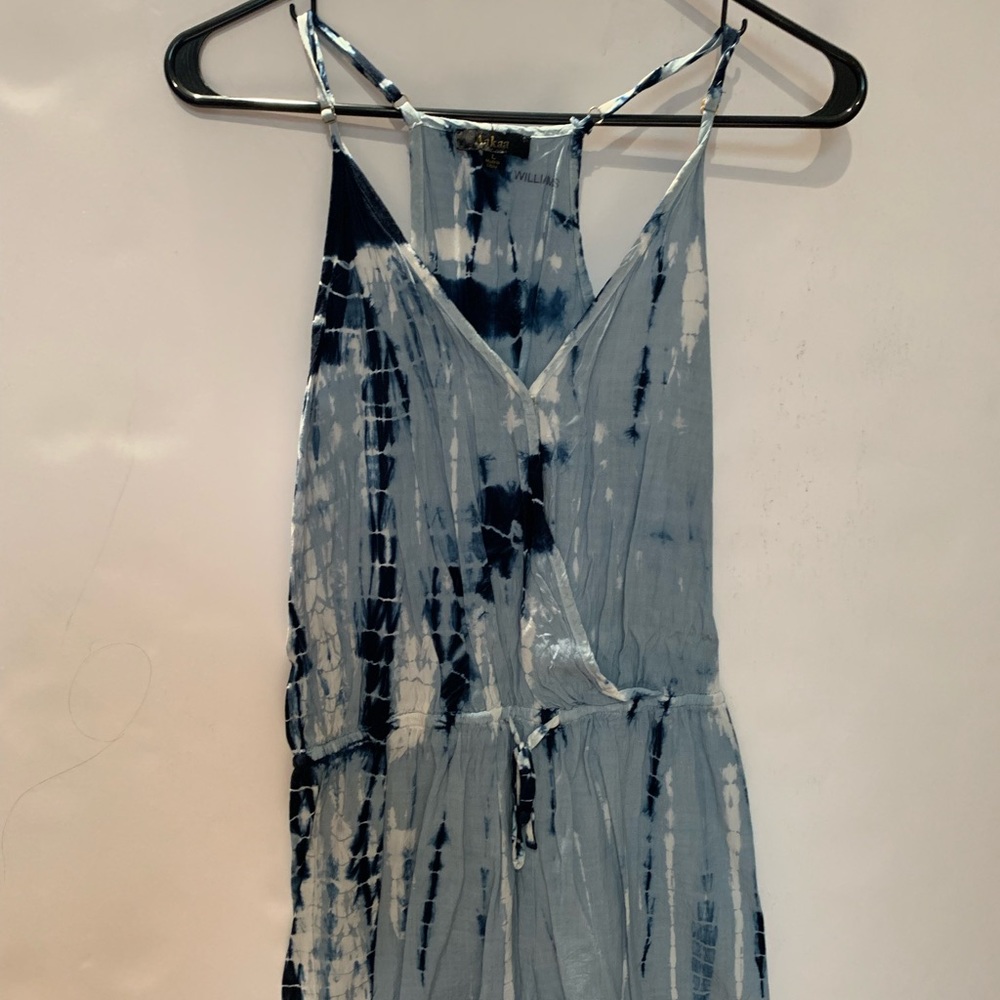 Blue tie dye rayon romper